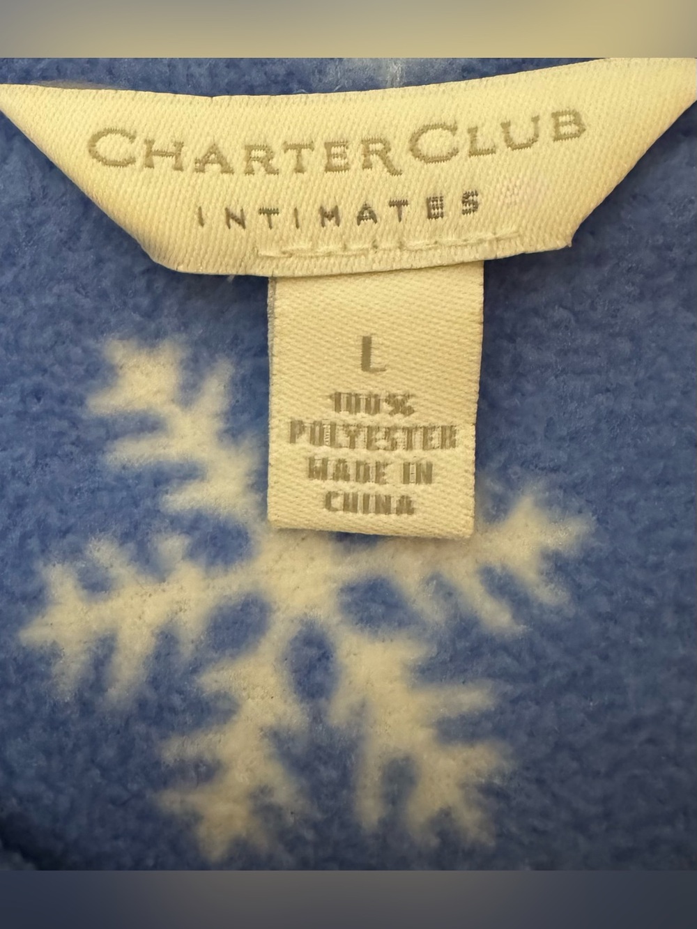 Charter Club Robe Blue Snowflake Fleece Zip-Front Robe Size - Large - Picture 5 of 9